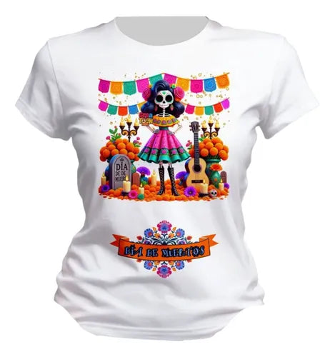 Playera Dia De Muertos Ofrenda Catrines Personaliza Catrina