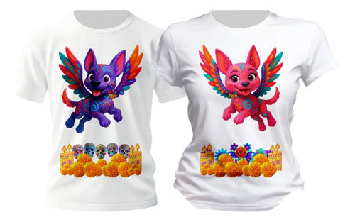 Duo Playeras Alebrijes Dia De Muertos Halloween Personaliza