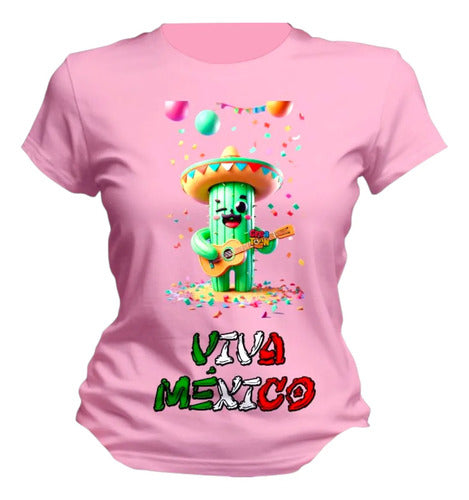 Playera Mexicana Para 15 De Septiembre Chile Y Cactus