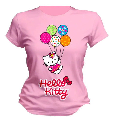 Playera Hello Kitty Fiesta Globos Personaliza Feliz