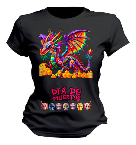 Playera Día De Muertos Dragón Alebrije Mexicano Dragon