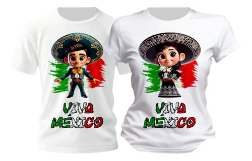 Playera Para Duo Bandera Mariachis Tricolor 15 De Septiembre
