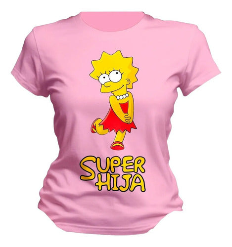 Playera Lisa Marge Simpson Super Mama Hija Colores