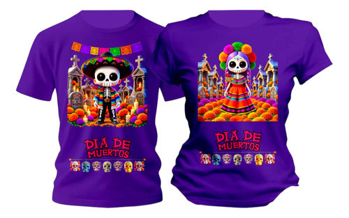 Duo Playeras Conjunto Dia De Muertos Halloween Catrin Duo