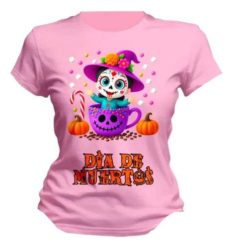 Playera Día De Muertos Jack Taza Dulces Halloween
