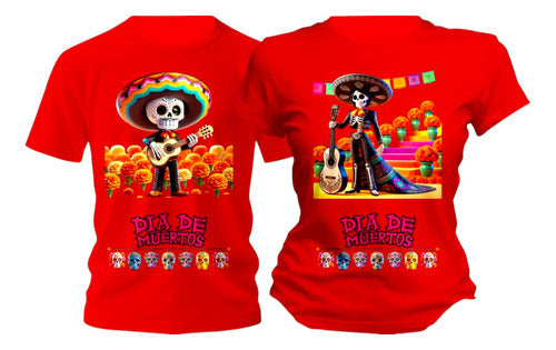Duo Playera Dia De Muertos Catrin Catrina Musicos Halloween