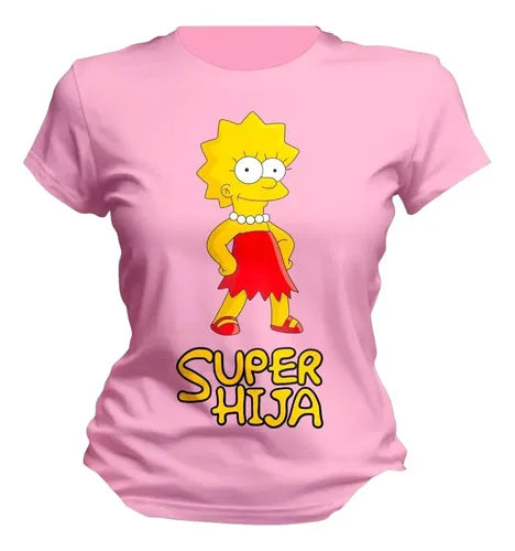Playera Lisa Marge Simpson Super Mama Hija Colores