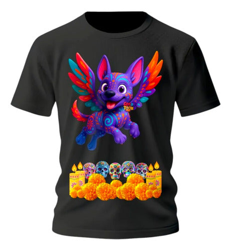 Playera Xoloitzcuintle Alebrije Dia De Muertos