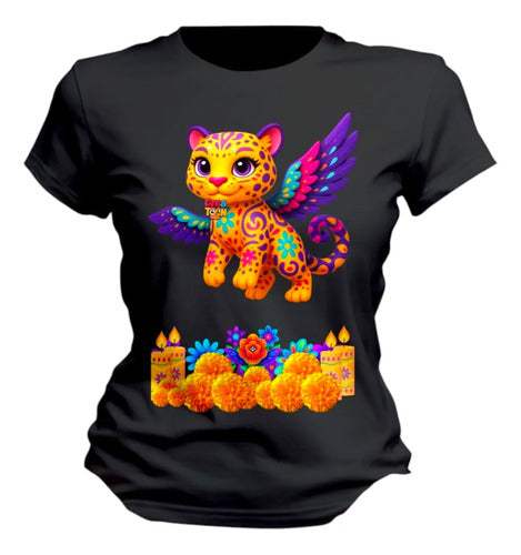 Playera Alebrije Leopardo Dia De Muertos Halloween Leopardo
