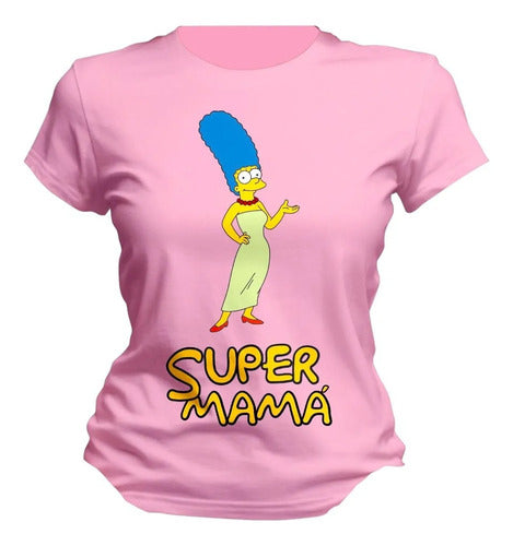 Playera Lisa Marge Simpson Super Mama Hija Colores