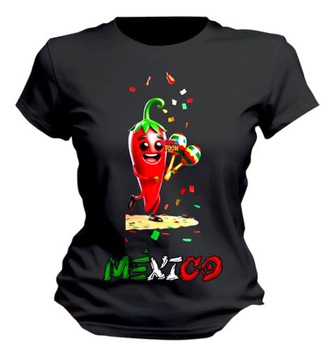 Playera Mexicana Para 15 De Septiembre Chile Y Cactus Chile