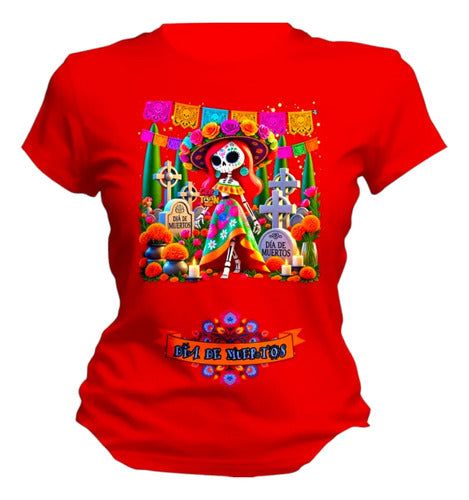 Playera Esqueleto Catrina Dia De Muertos Halloween Catrina