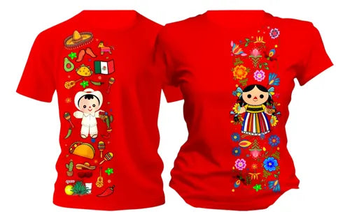 Duo Playeras Conjunto Pareja Tematica 15 Septiembre Mexico