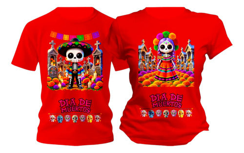 Duo Playeras Conjunto Dia De Muertos Halloween Catrin Duo