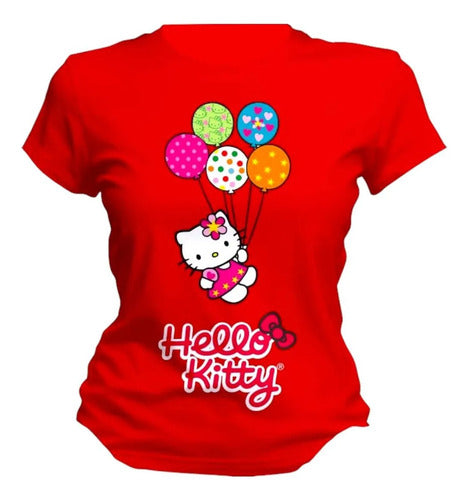 Playera Hello Kitty Fiesta Globos Personaliza Feliz