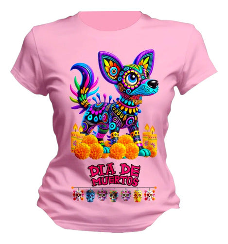 Playera Xoloitzcuintle Día De Muertos Alebrije Calaveras