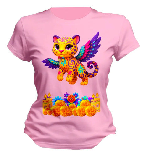 Playera Alebrije Leopardo Dia De Muertos Halloween Leopardo