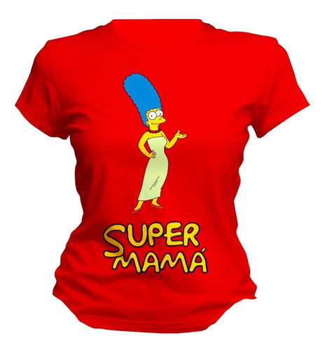 Playera Lisa Marge Simpson Super Mama Hija Colores