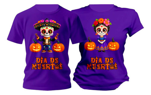 Dúo De Playeras Catrines Día De Muertos Fiesta Duo