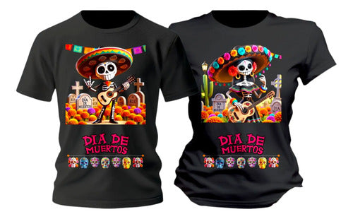 Duo Playera Dia De Muertos Catrin Catrina Musicos Halloween