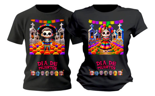Duo Playera Calaverita Dia De Muertos Tematica Duo