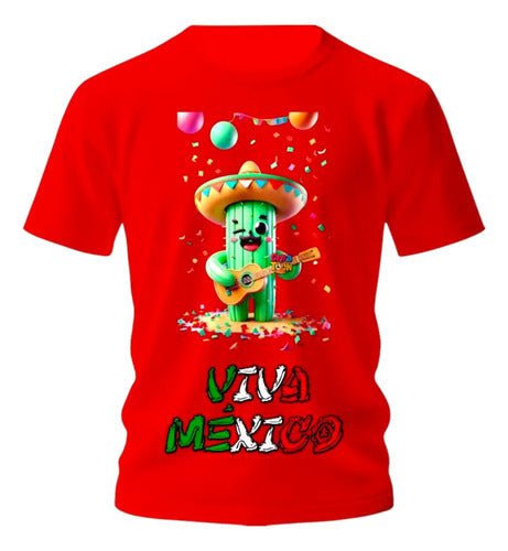 Playera Mexicana Para 15 De Septiembre Chile Y Cactus