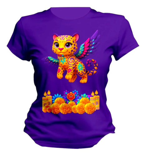 Playera Alebrije Leopardo Dia De Muertos Halloween Leopardo