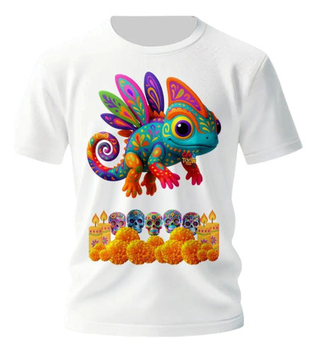 Playera Camaleon Alebrije Dia De Muertos Personaliza