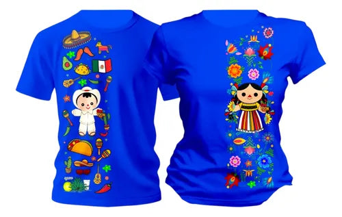 Duo Playeras Conjunto Pareja Tematica 15 Septiembre Mexico