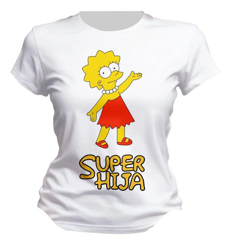 Playera Lisa Marge Simpson Super Mama Hija Colores