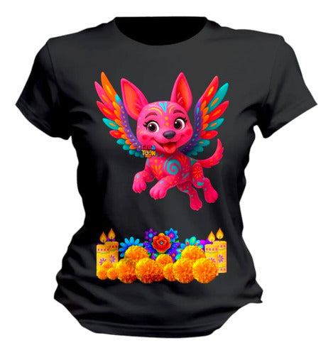 Playera Xoloitzcuintle Alebrije Dia De Muertos