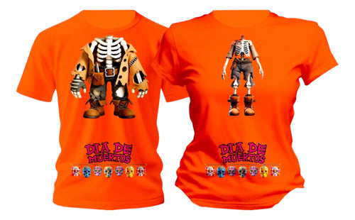 Duo Playera Dia De Muertos Traje Esqueletos Conjunto Pareja