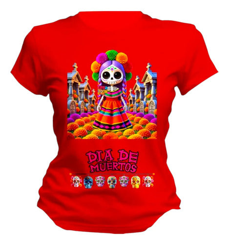 Playera Calaverita Catrina Dia De Muertos Tematica Catrina