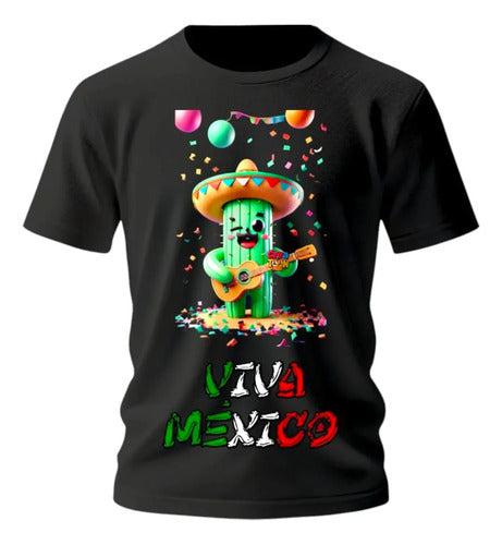 Playera Mexicana Para 15 De Septiembre Chile Y Cactus