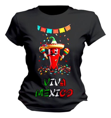 Playera Mexicana Para 15 De Septiembre Chile Y Cactus Chile