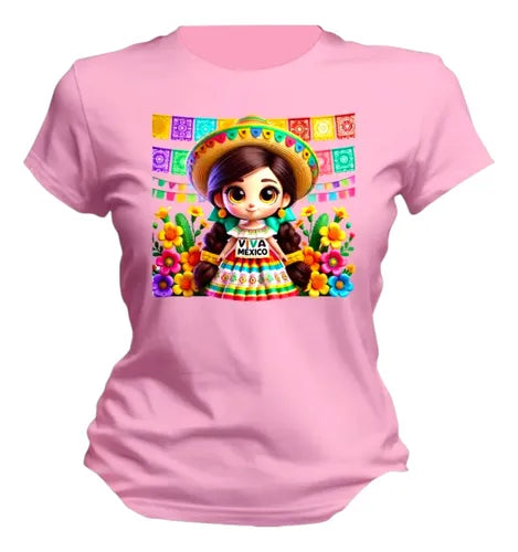 Playera Adelita Flores Mexicana15 De Septiembre Mujer