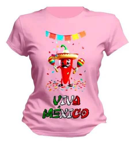 Playera Mexicana Para 15 De Septiembre Chile Y Cactus Chile