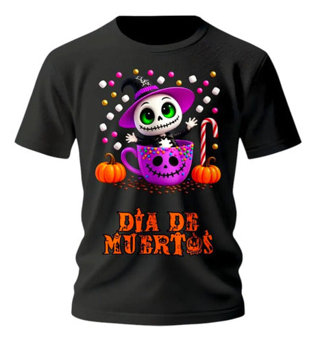 Playera Día De Muertos Jack Taza Dulces Halloween Jack Taza