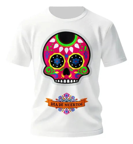 Playera Dia De Muertos Calaverita Todas Las Tallas Craneo