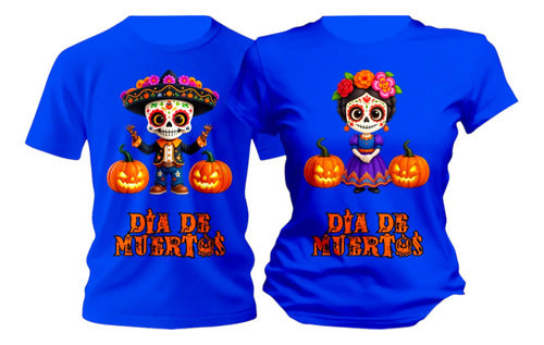Dúo De Playeras Catrines Día De Muertos Fiesta Duo