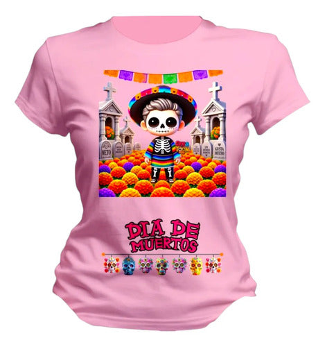 Playera Catrin Cementerio Dia De Muertos Personaliza Catrin