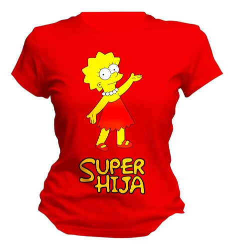 Playera Lisa Marge Simpson Super Mama Hija Colores