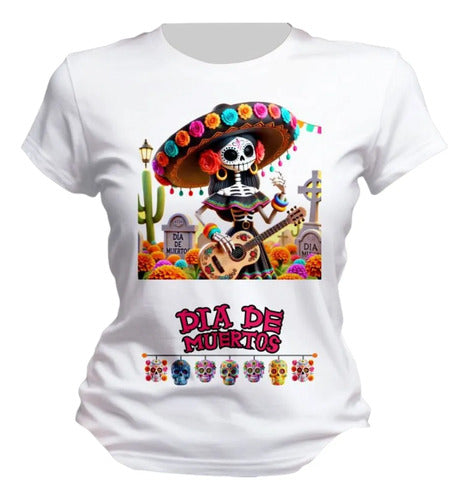 Playera Catrin Y Catrina Dia De Muertos Halloween Catrina