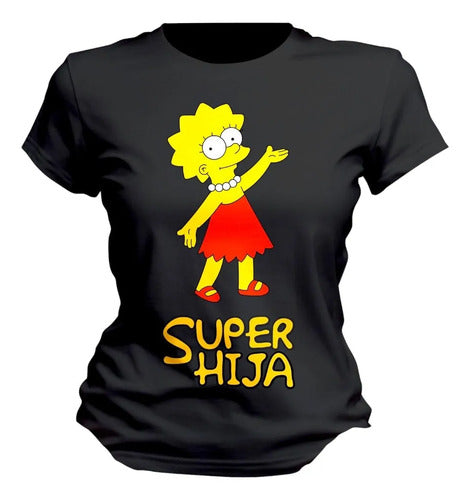 Playera Lisa Marge Simpson Super Mama Hija Colores