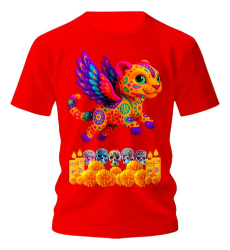 Playera Alebrije Leopardo Dia De Muertos Halloween Leopardo