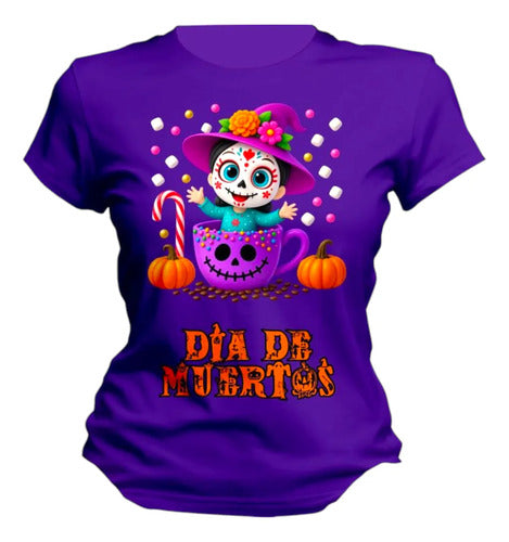 Playera Día De Muertos Jack Taza Dulces Halloween