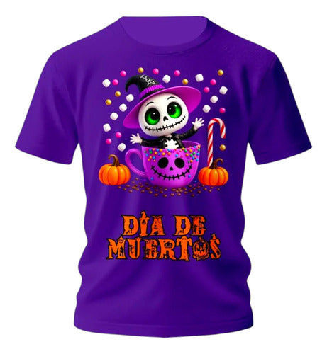 Playera Día De Muertos Jack Taza Dulces Halloween Jack Taza
