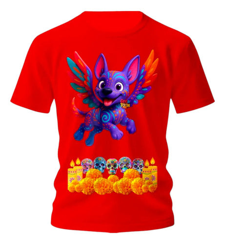 Playera Xoloitzcuintle Alebrije Dia De Muertos