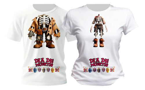 Duo Playera Dia De Muertos Traje Esqueletos Conjunto Pareja