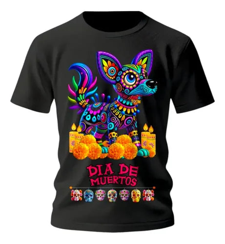Playera Xoloitzcuintle Día De Muertos Alebrije Calaveras